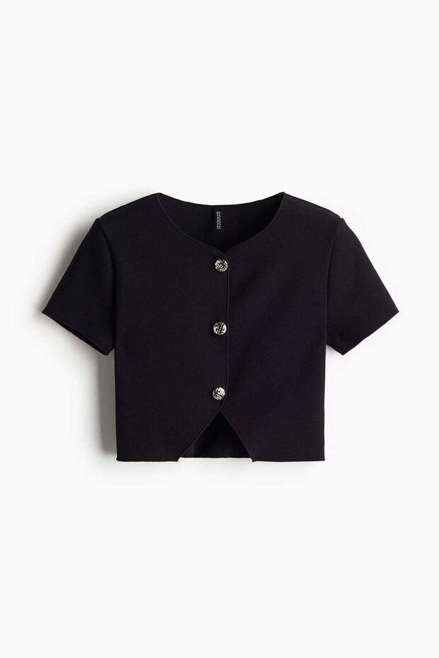 Short-sleeved jersey cardigan