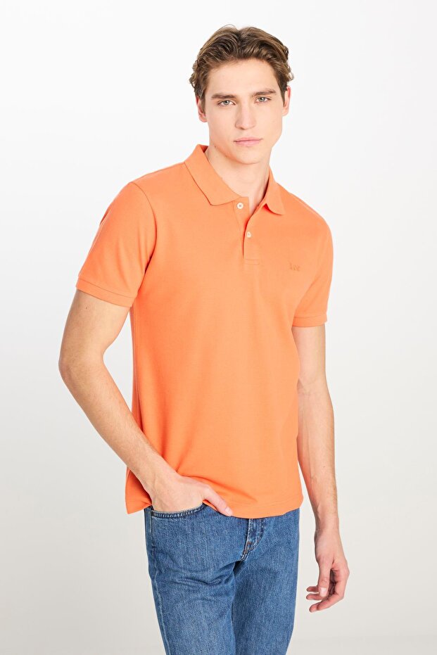 Regular Fit Polo Neck Orange Men's T-Shirt L 211810700