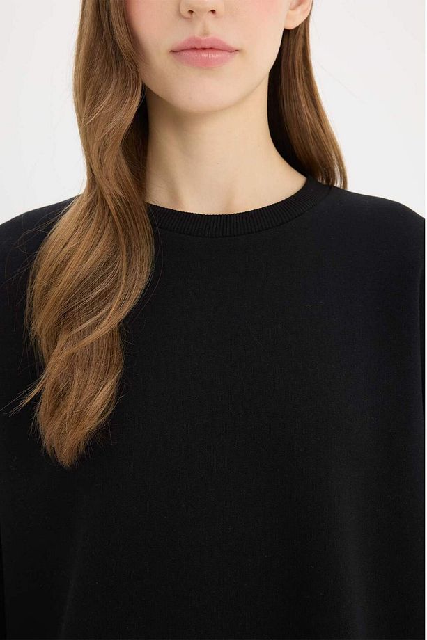 Oversize Geniş Kalıp Bisiklet Yaka Basic Düz Kalın Sweatshirt Y1346az25sp - 5