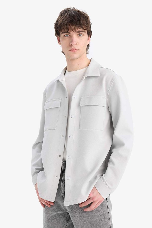 Regular Fit Çift Cepli Twill Uzun Kollu Gömlek E7689ax25sp - 3