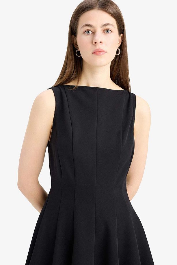 Kayık Yaka Basic Düz Kolsuz Mini Elbise F0205AX25SP - 4