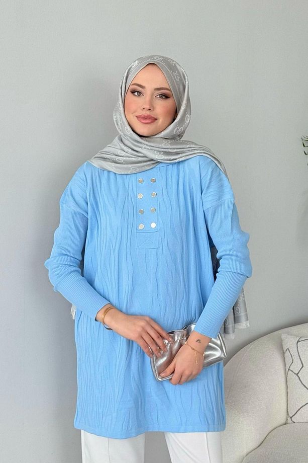 Zebra Desen Merserize Tunik Bebe Mavi - 3