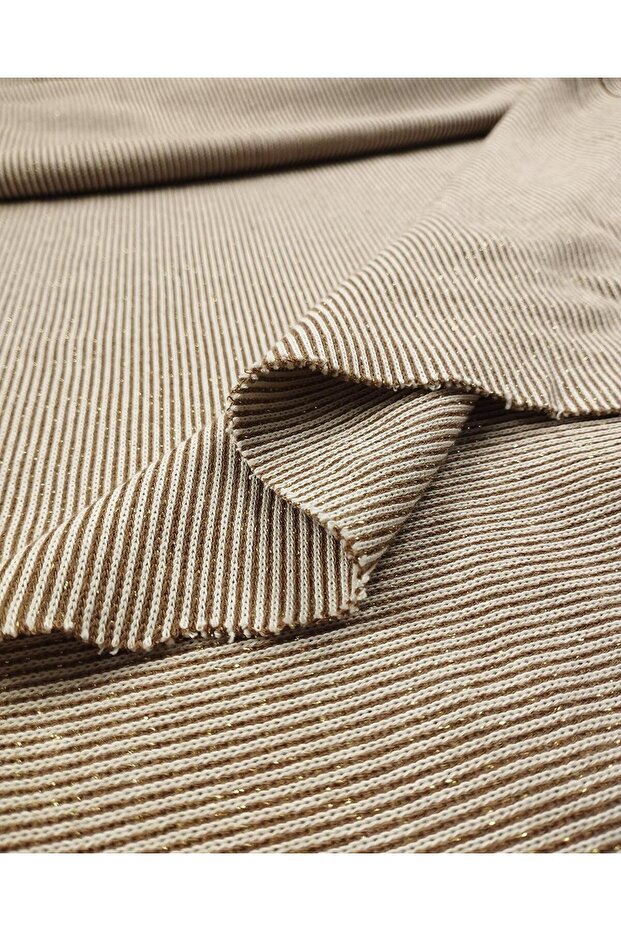 Brown Ecru Thin Striped Interlock Knitted (Width 120 cm X Length 200 cm)