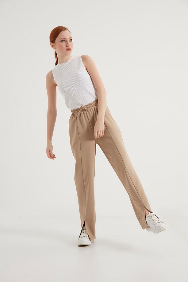 Vizon Yırtmaçlı Krep Pantolon - 4