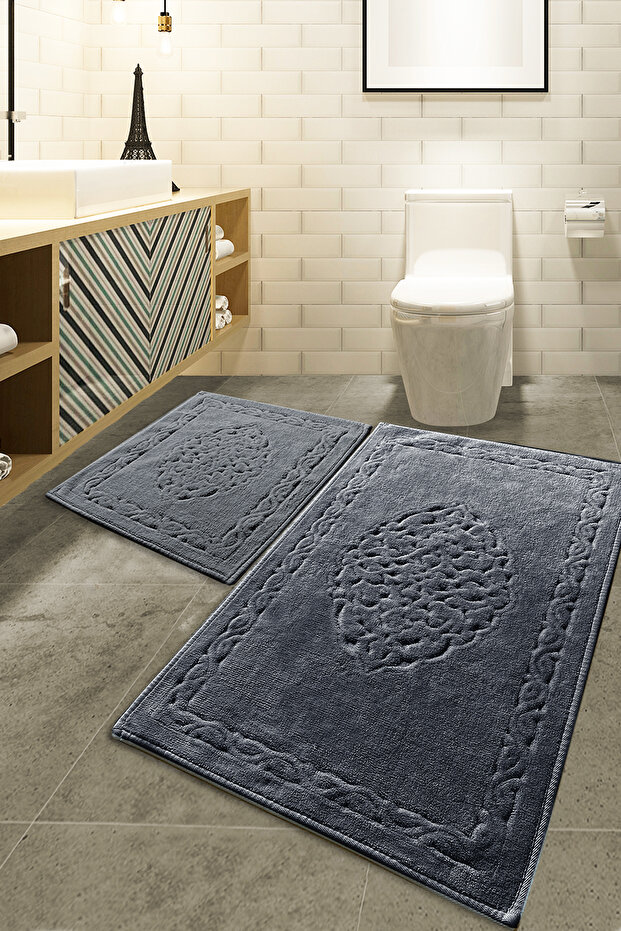 Elite Smoked Cotton Set of 2 Cotton Bath Mat Set