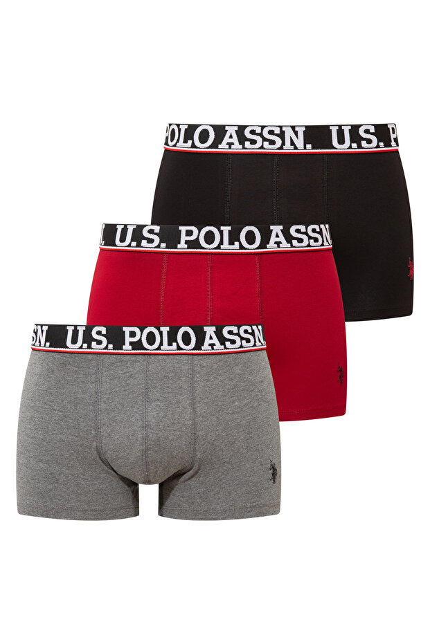 Men's Burgundy - Black - Anthracite Melange 3-Piece Boxers