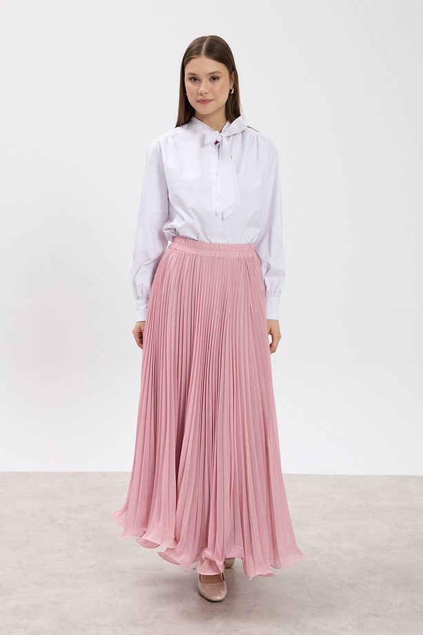 Pembe Misinalı Şifon Etek - 1