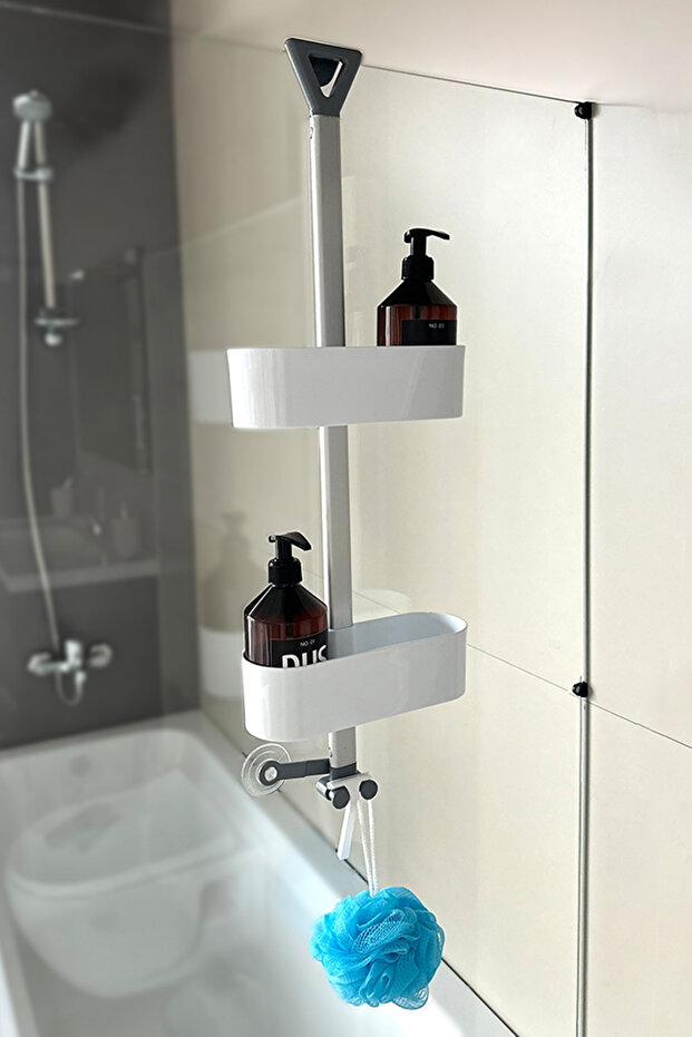 2-Shelf Height Adjustable Oval Bathroom Shelf - White