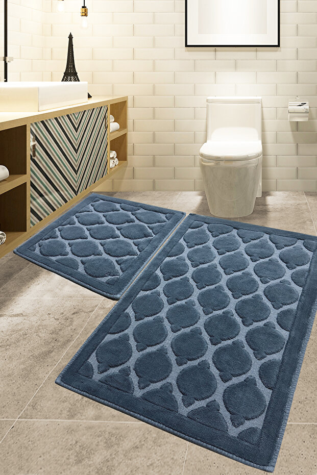 Dante Cotton Smoked 60X100 50X60 Non-Slip Based 2-Piece Bathroom Mat Set