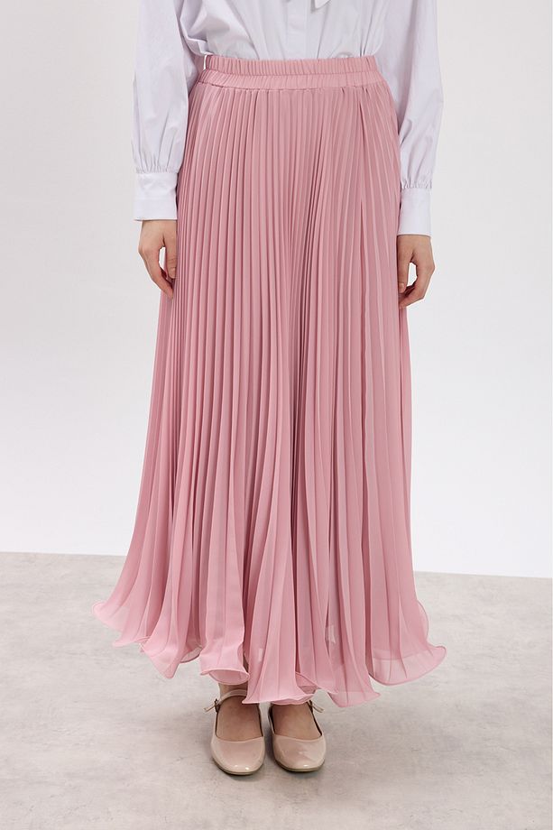 Pembe Misinalı Şifon Etek - 5