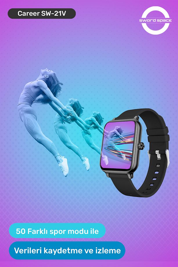 Career Akıllı Saat Bildirim,Sağlık,UykuTakibi,Spor,iOS&Android Uyumlu 44mm IP67 Uzun Pil Ömrü SW-21V - 3