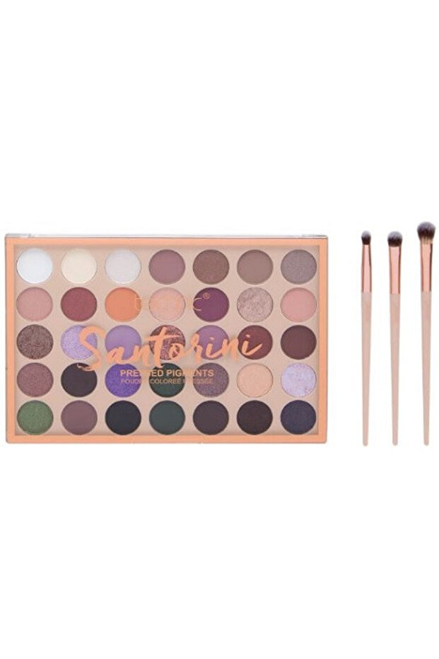 Makeup Set, 35 Eyeshadow Palette and 3 Application Brushes, Technic, Santorini, Vegan - 1