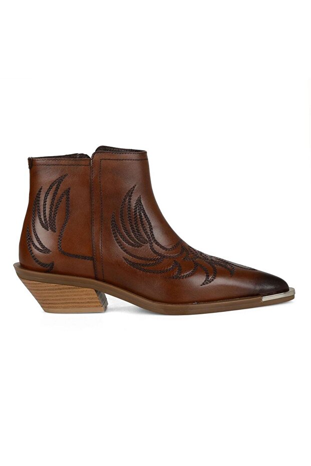 Brown Zippered Embroidered Women's Cowboy Boots Biasca