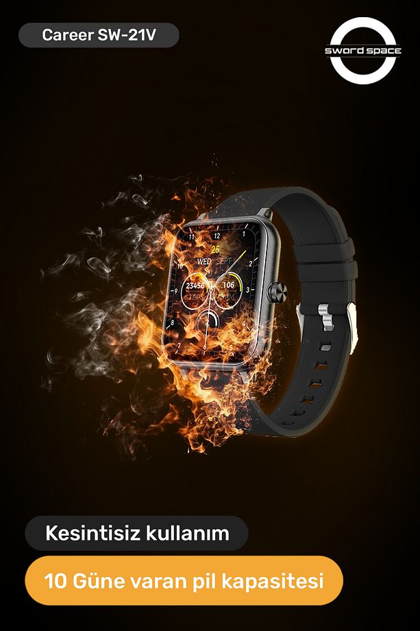 Career Akıllı Saat Bildirim,Sağlık,UykuTakibi,Spor,iOS&Android Uyumlu 44mm IP67 Uzun Pil Ömrü SW-21V - 5