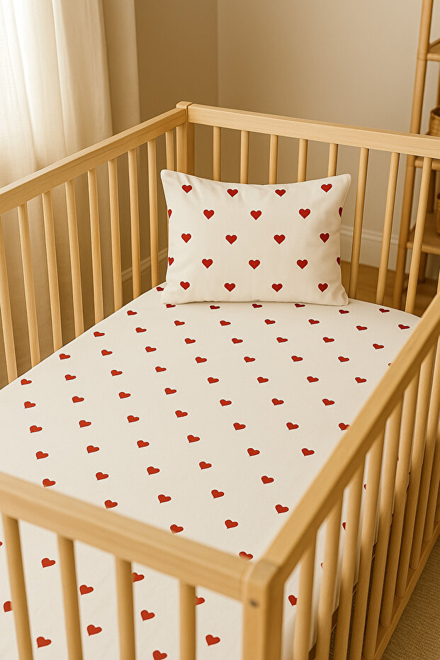 Anne Yani Elastic Cotton Bed Sheet Set for Crib (50X90) Pillowcase (35X45)