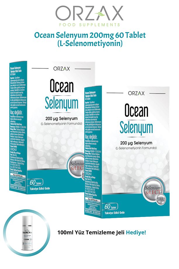 Selenyum (L-Selenometiyonin Form) Selenium 200mg 60 Tablet 2 ADET + 100ml Yüz Temizleme Jeli Hediye - 1