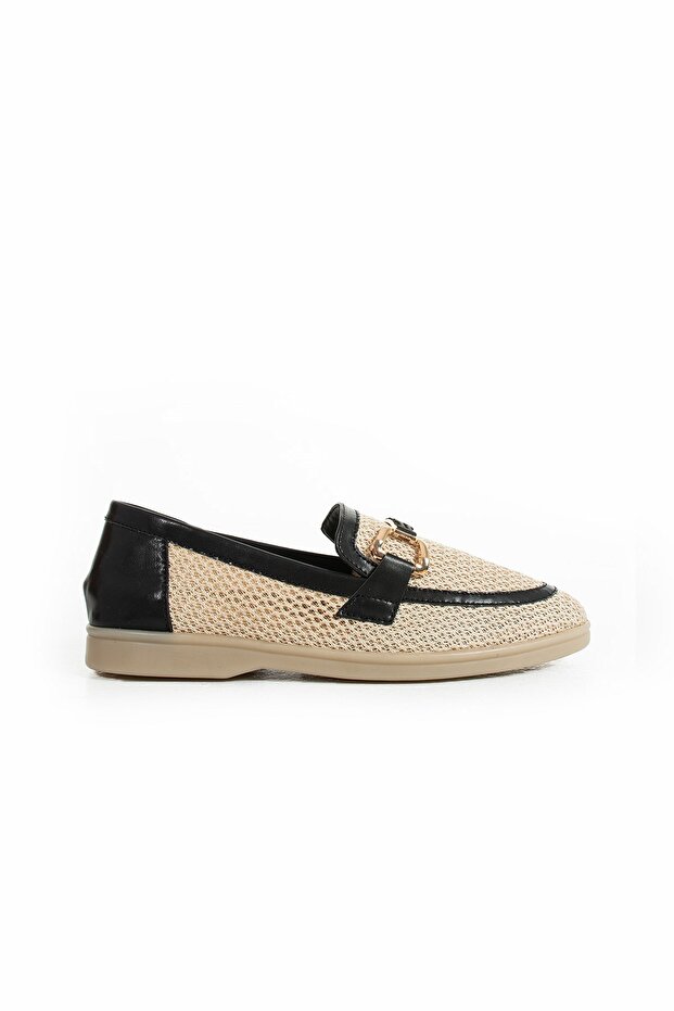 Sirena black wicker - skin flat women's shoes