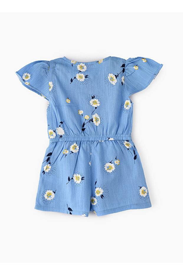 بدلة لعب للبنات باللون الأزرق مزينة بأزرار - 2