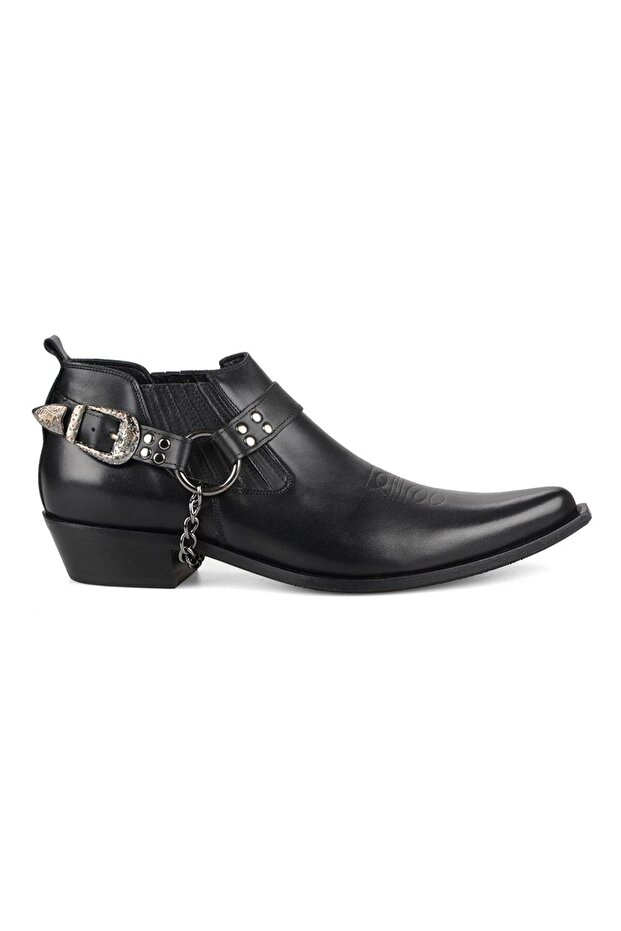 Black Men's Cowboy Shoes with Belt