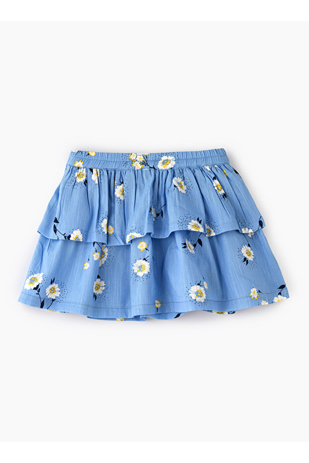 Girls' Blue Floral Print Skirt