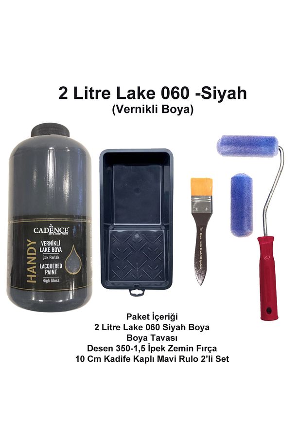 2 LİTRE HANDY LAKE 060-SİYAH(KENDİNDEN VERNİKLİ)KADİFE KAPLI RULO SET - 1