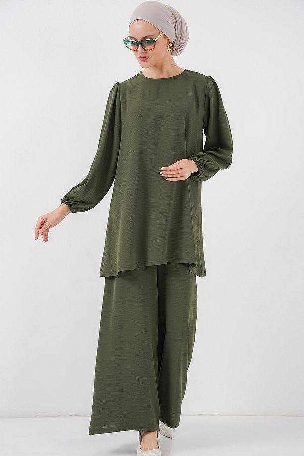 Kadın Ayrobin Tunik Pantolon Alt Üst Takım 6712 - Haki - 4