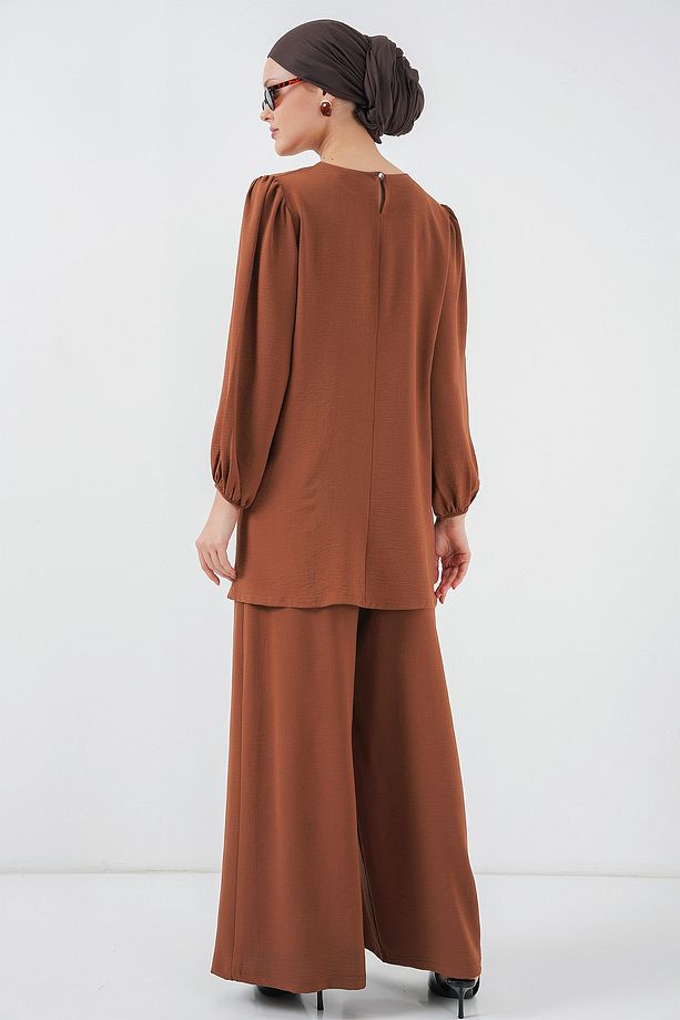 Kadın Ayrobin Tunik Pantolon Alt Üst Takım 6712 - Sütlü Kahve - 6