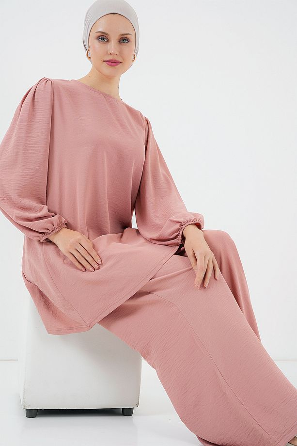 Kadın Ayrobin Tunik Pantolon Alt Üst Takım 6712 - Somon - 2