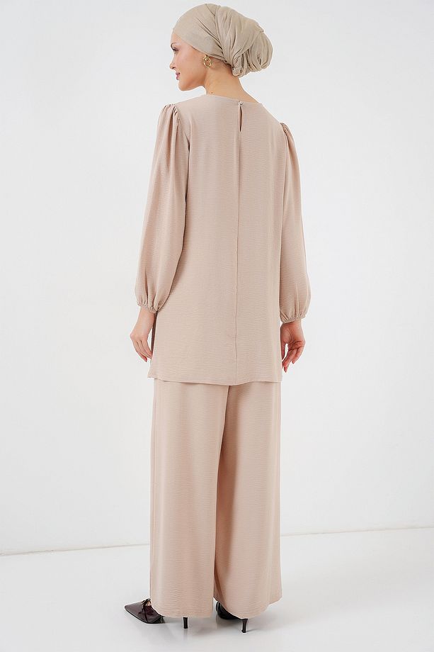 Kadın Ayrobin Tunik Pantolon Alt Üst Takım 6712 - Krem - 5