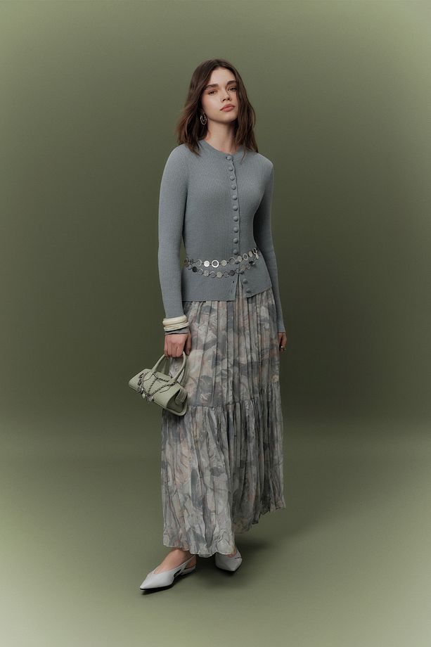 DESENLİ CRUSH PİLİSELİ ETEK SOPHIA MAVİ - 1