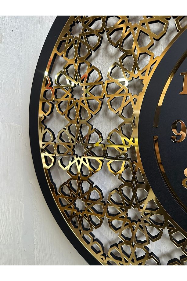 Selçuklu Motif Dekoratif Ahşap Tasarım Duvar Saati - 8