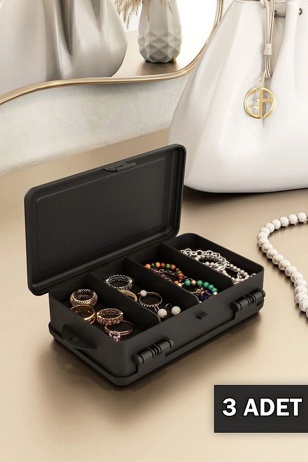 Mini Çok Amaçlı Çift Bölmeli Takı Ve Aksesuar Kutusu Organizer - 3
