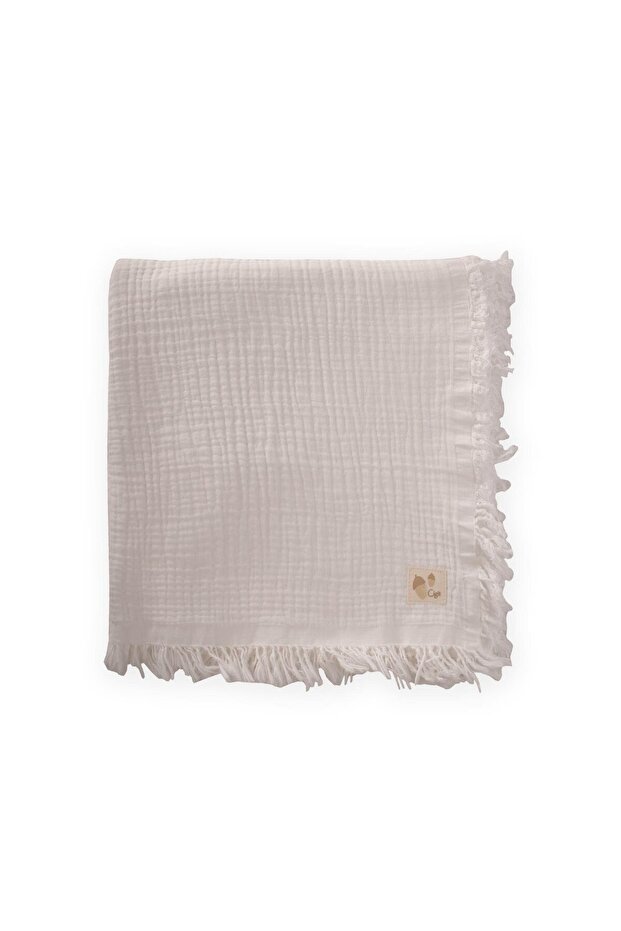 Four Layer Tassel Blanket 80X120 cm Ecru