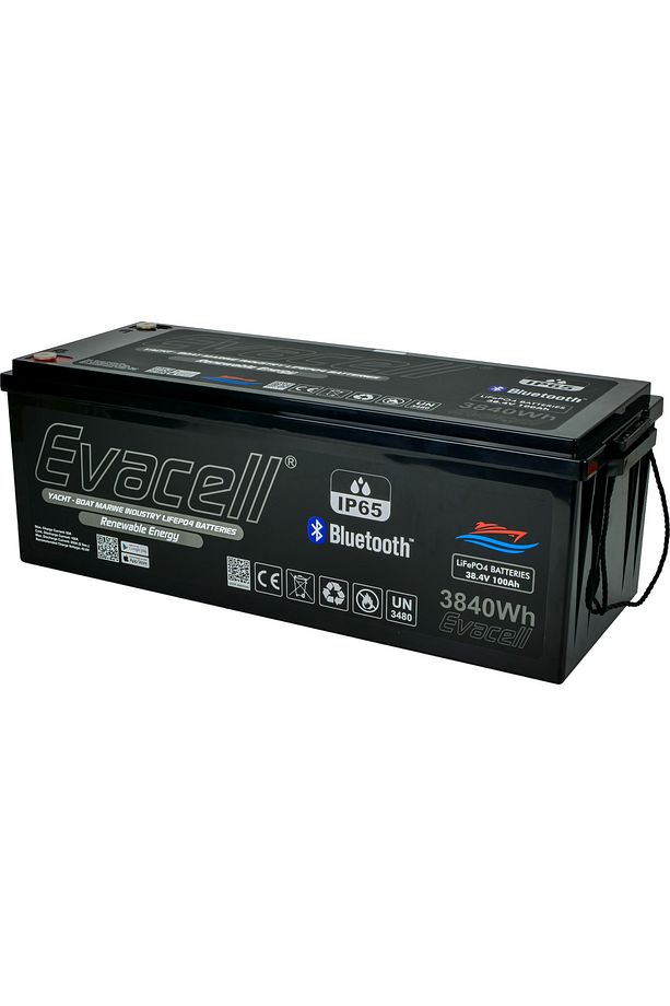 38.4v (36 VOLT) 100 Ah Amper Lifepo4 Lityum Demir Fosfat Akü Bluetooth Ip65 Marin Karavan Akü - 3