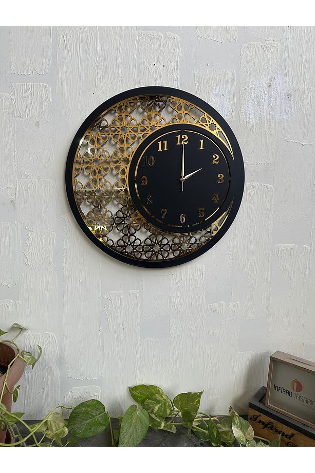 Selçuklu Motif Dekoratif Ahşap Tasarım Duvar Saati - 4