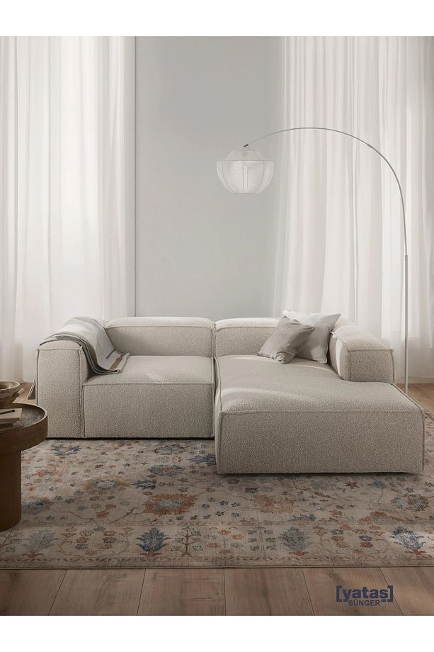 Most Mollis Plus Sağ Köşe 2 Modül Köşe 01 Lüks Beyaz Bukle Kumaş Yumuşak Sünger(EVİNİZE TESLİM) - 1