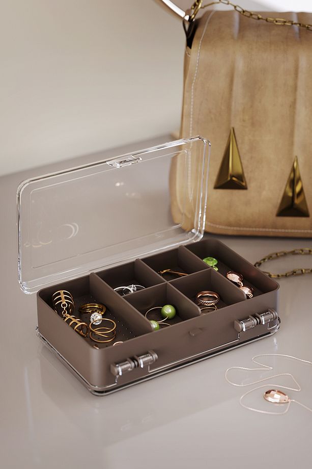 Mini Çok Amaçlı Çift Bölmeli Takı Ve Aksesuar Kutusu Organizer - 3