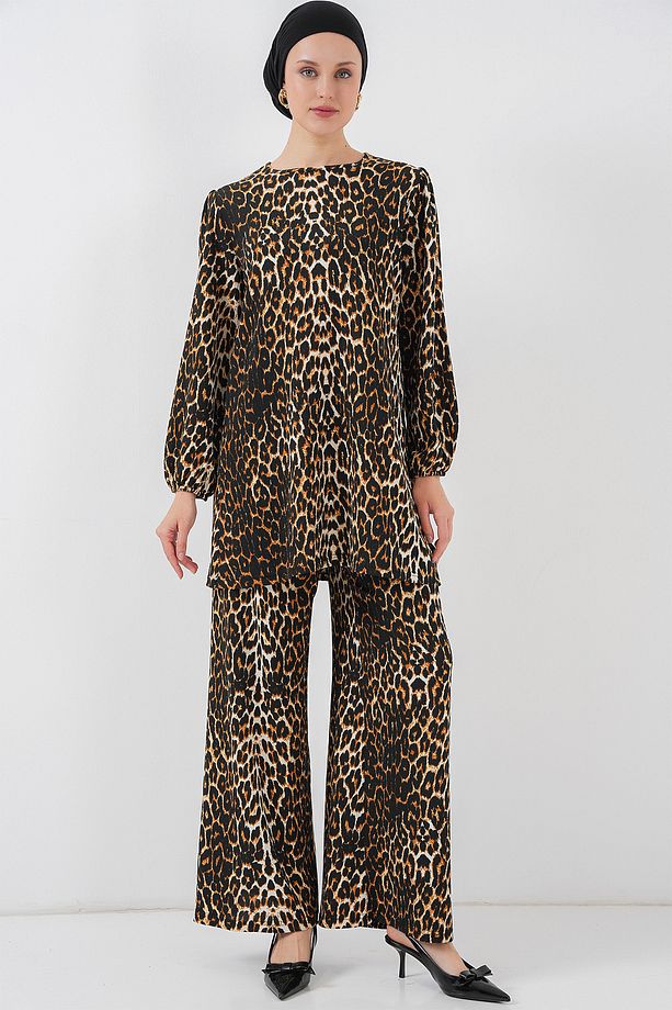 Kadın Leopar Tunik Pantolon Alt Üst Takım 6663 - 3