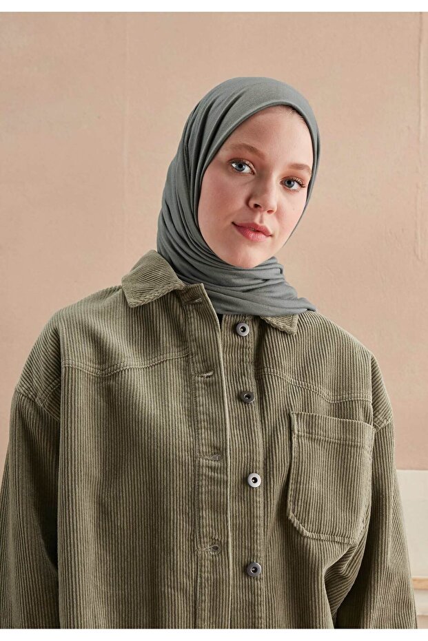 شال ممشط أزرق / رمادي - 8