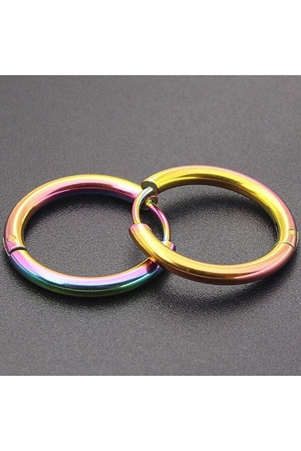 Ring Thin Shiny Men's Unisex Steel Earrings Pair 2 Pcs Mse5-2