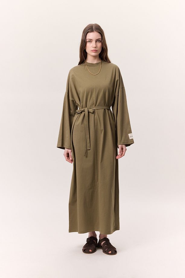 OVERSIZE UZUN RAHAT ELBİSE HAKİ - 1