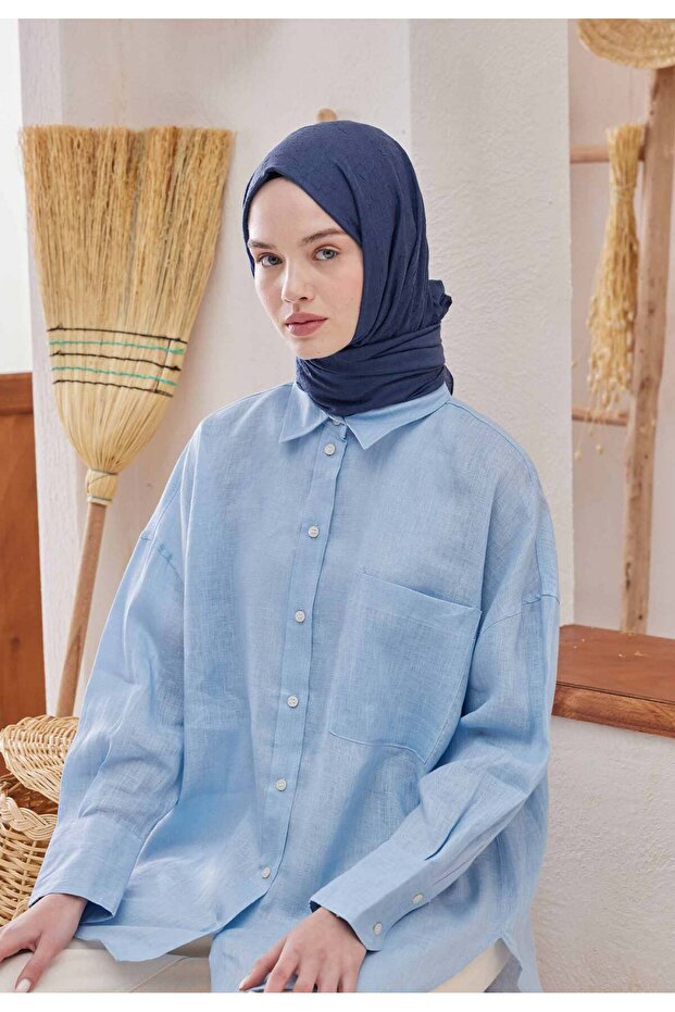 Bambu Şal Parlament Mavi - 1