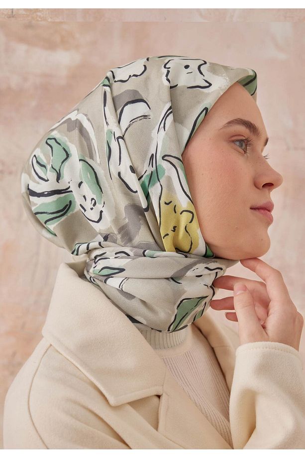 ASPEN DESEN PAMUK İPEK EŞARP NATUREL BEJ - 2