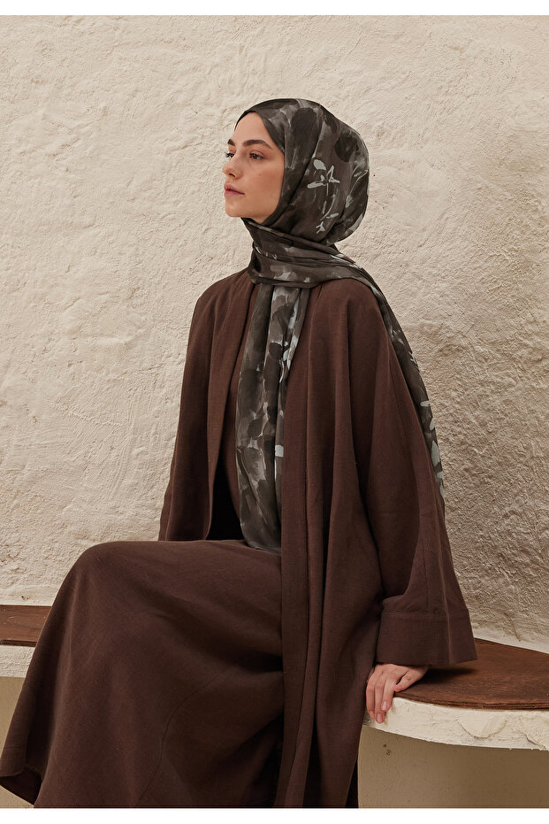 Lilly Patterned Ram Shawl - Brown - 8