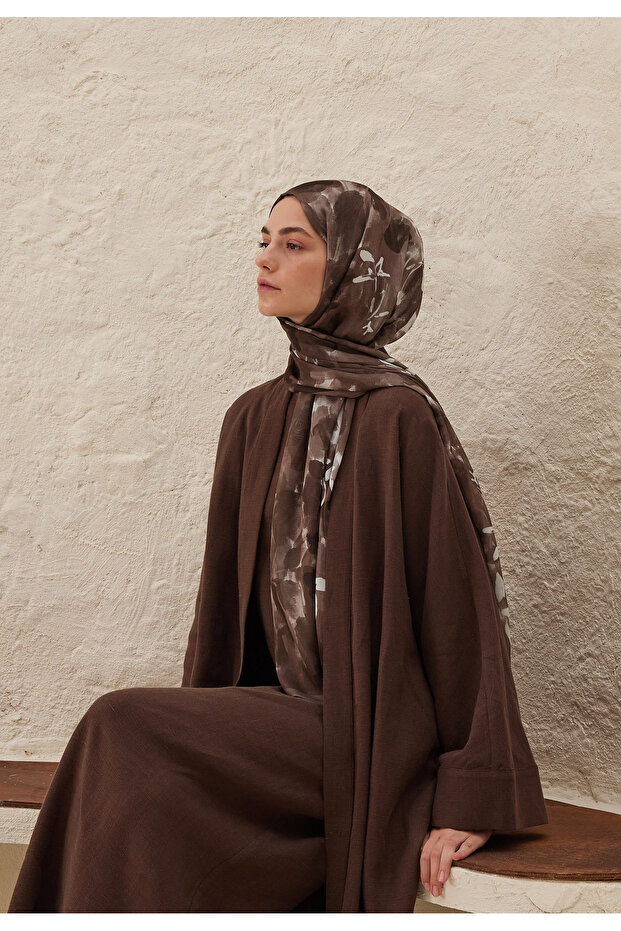 Lilly Patterned Ram Shawl - Brown - 1