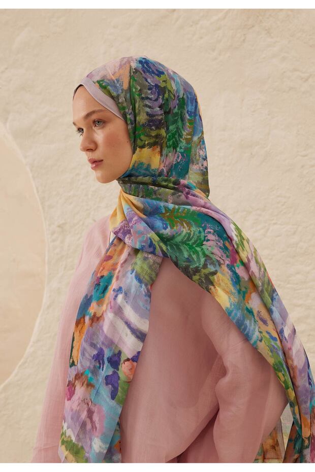 Lavender Ram Esther Patterned Shawl - 3