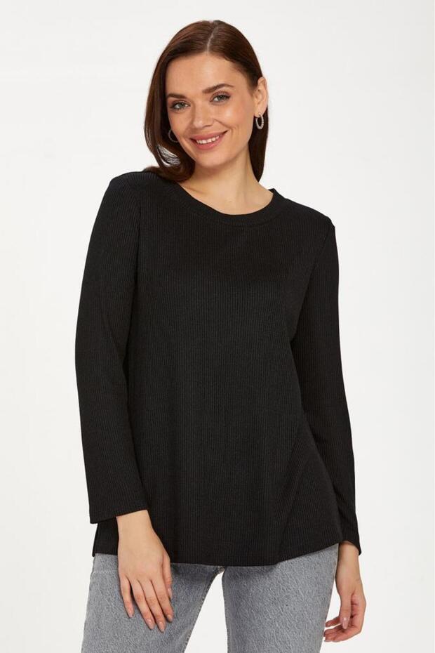 Round Neck Sleeve Snap Blouse 234-1720
