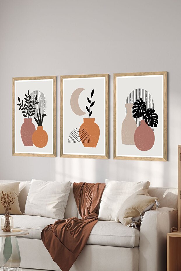 3 Piece Wood Frame Look Mdf Poster Painting Set - Set 112