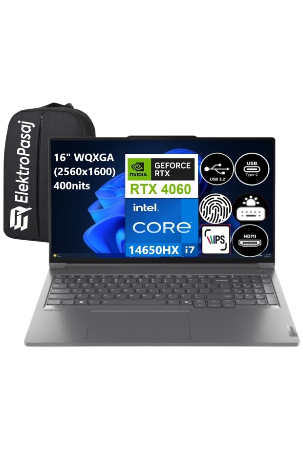 ThinkBook 16P i7-14650HX 48 GB RAM 2 TB SSD FREEDOS RTX4060 16" WQXGA + ElektroPasaj ÇANTA - 1