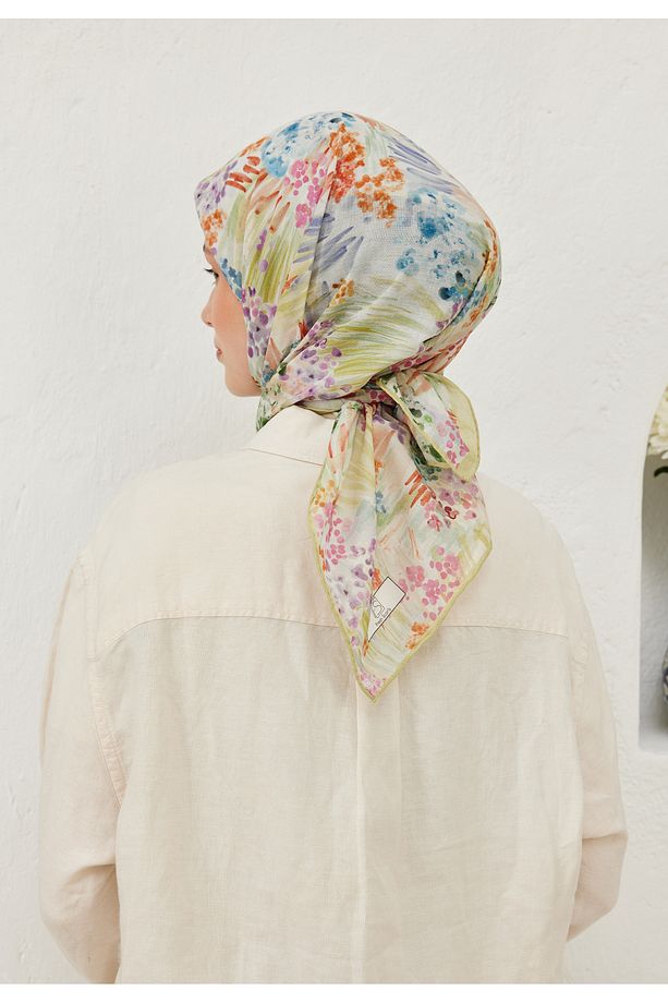 TİNY FLOWERS DESEN VUAL EŞARP SOFT SARI - 8